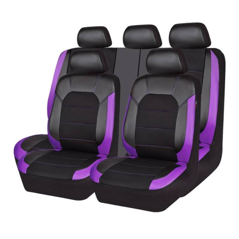 9 stück Leder Autositzbezüge Sets für Hyundai Staria, 9 pcs Auto Sitzbezüge Set Anti-Rutsch Sitzschoner 5 Sitzplätze,Purple von SORAD