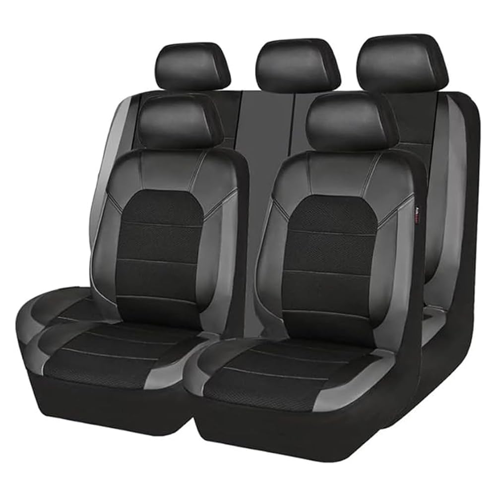 SORAD 9 stück Leder Autositzbezüge Sets für KIA NIRO Ⅱ /NIRO EV/NIRO Hybrid 2022 2023, 9 pcs Auto Sitzbezüge Set Anti-Rutsch Sitzschoner 5 Sitzplätze,Grey von SORAD