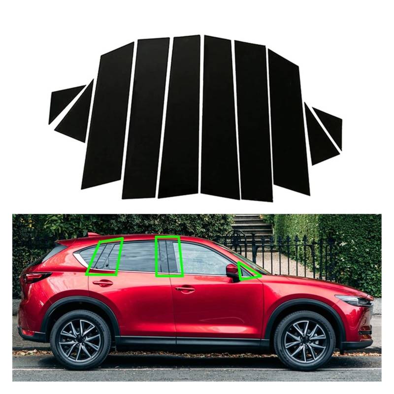 SORTZ 10 Stück Auto glänzend schwarz Säulenpfosten Türfensterverkleidung Aufkleber Abdeckung kompatibel mit Mazda CX-5 Cx5 2017 2018 2019 2020 2021 2022 von SORTZ
