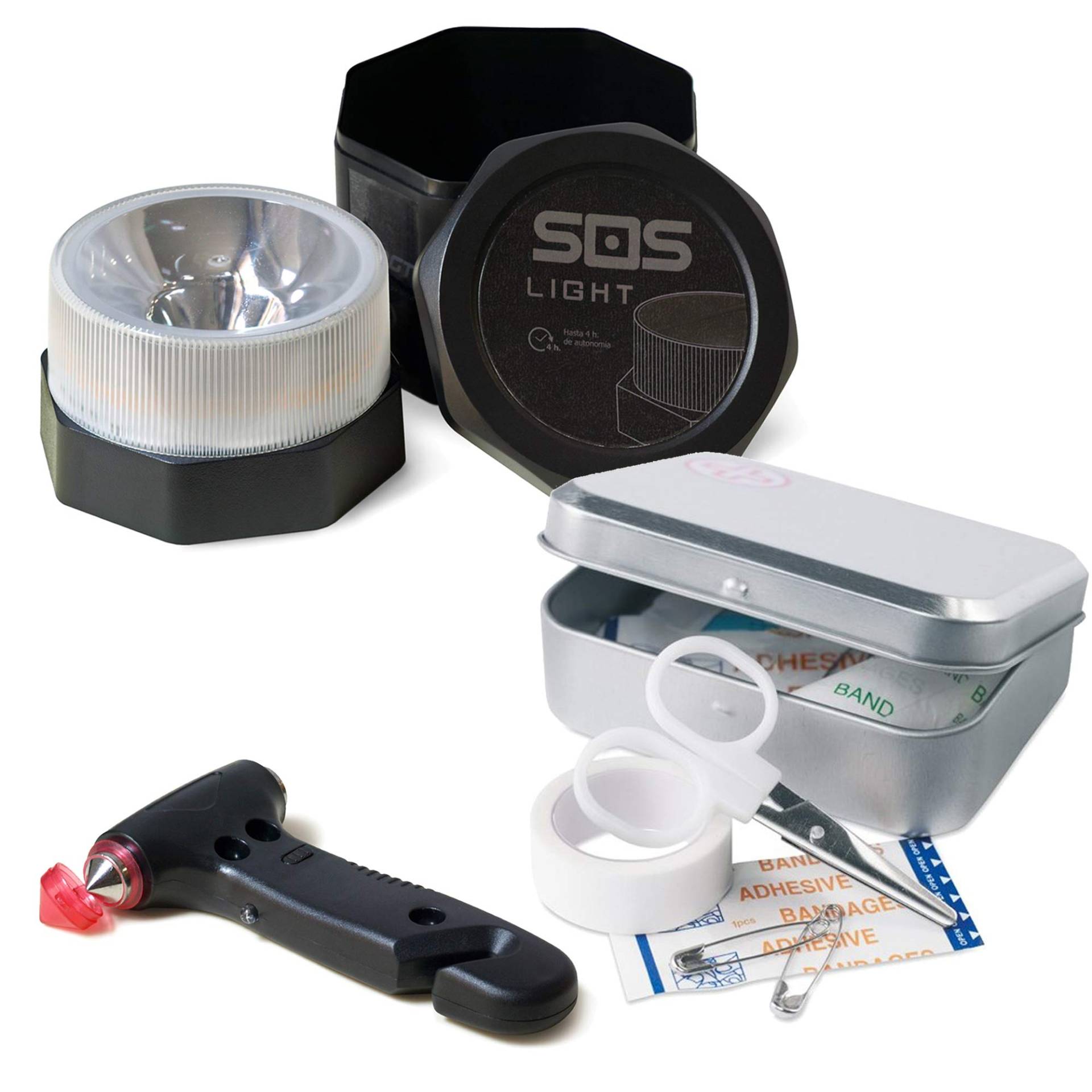 SOS LIGHT PK2691 Notfallhammer Pack: Fensterbrecher + Gurtschneider + Geschenk, Box Kit Erste Hilfe von SOS LIGHT