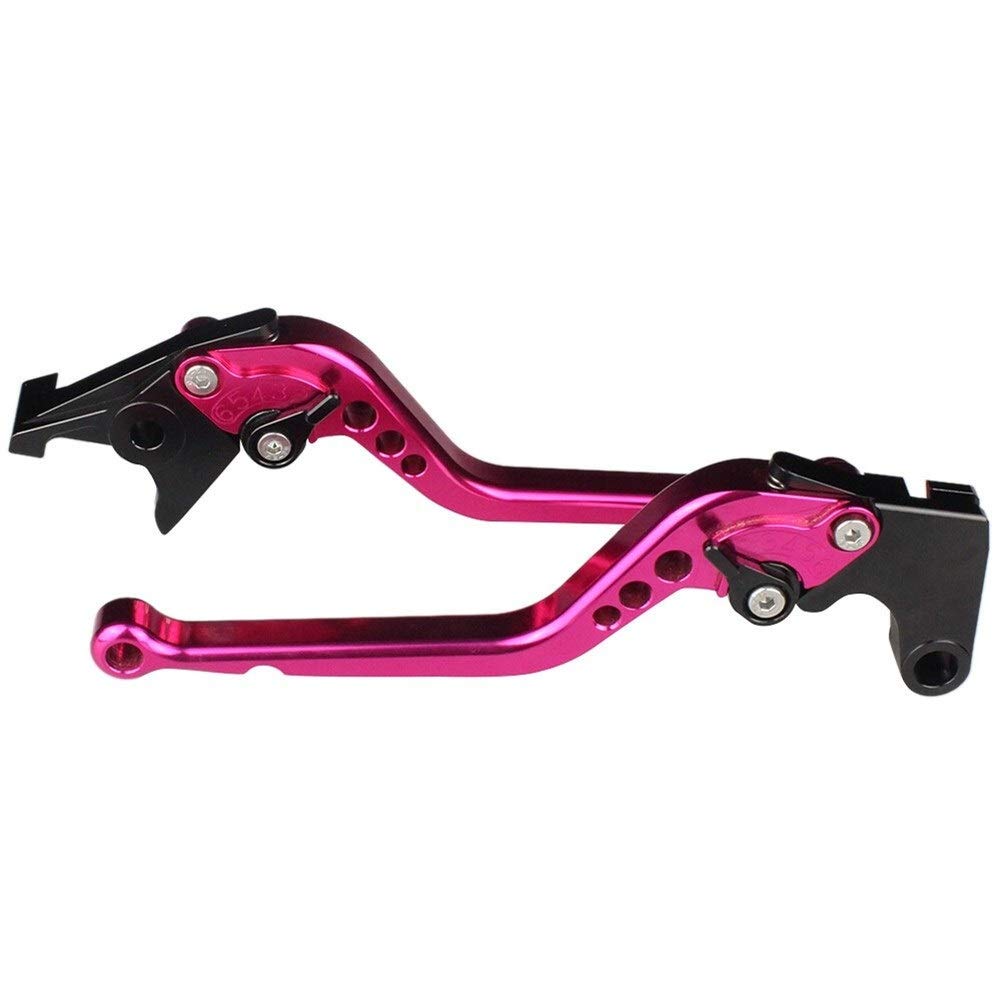 Motorrad Kupplung bremshebel Aluminium Einstellbare Motorrad Bremsen-Kupplungs-Hebel for Motorrad-Bremsen-Kupplungs-Hebel Bremse kupplungshebel (Color : Long Pink) von SOWUDM