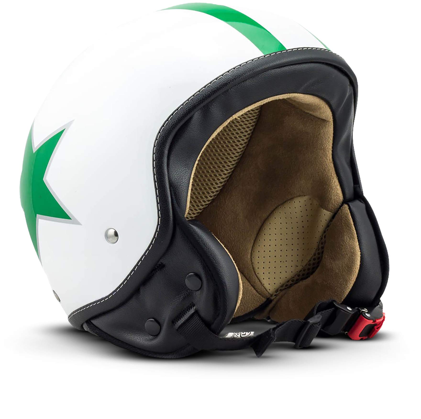 SOXON® SP-301 Star „Green“ · Jet-Helm · Motorrad-Helm Roller-Helm Scooter-Helm Moped Mofa-Helm Chopper Retro Vespa Vintage Pilot Biker Helmet Brille · ECE 22.05 Schnellverschluss Tasche XL (61-62cm) von SOXON