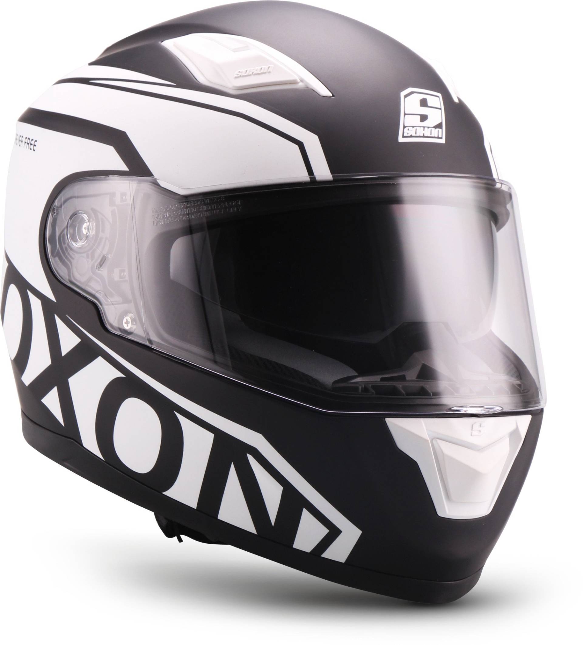 Soxon® ST-1000 Race „Black“ · Integral-Helm · Full-Face Motorrad-Helm Roller-Helm Scooter-Helm Cruiser Sturz-Helm Sport Urban · ECE 22.05 Sonnenvisier Schnellverschluss Tasche S (55-56cm) von Soxon