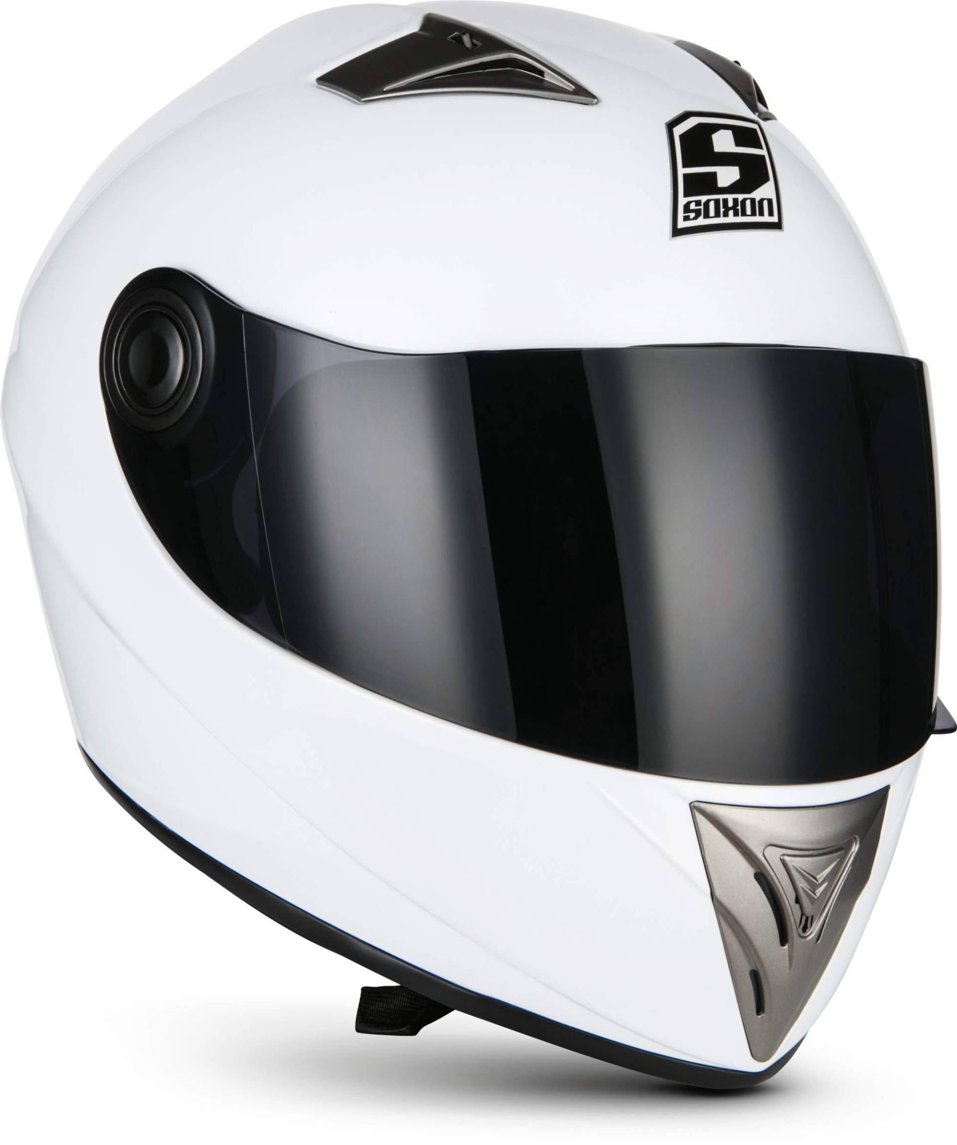 Soxon® ST-550 „Snow“ · Integral-Helm · Full-Face Motorrad-Helm Roller-Helm Scooter-Helm Cruiser Sturz-Helm StreetFighter-Helm Sport Urban MTB · ECE 22.05 Visier Schnellverschluss Tasche XL (61-62cm) von Soxon