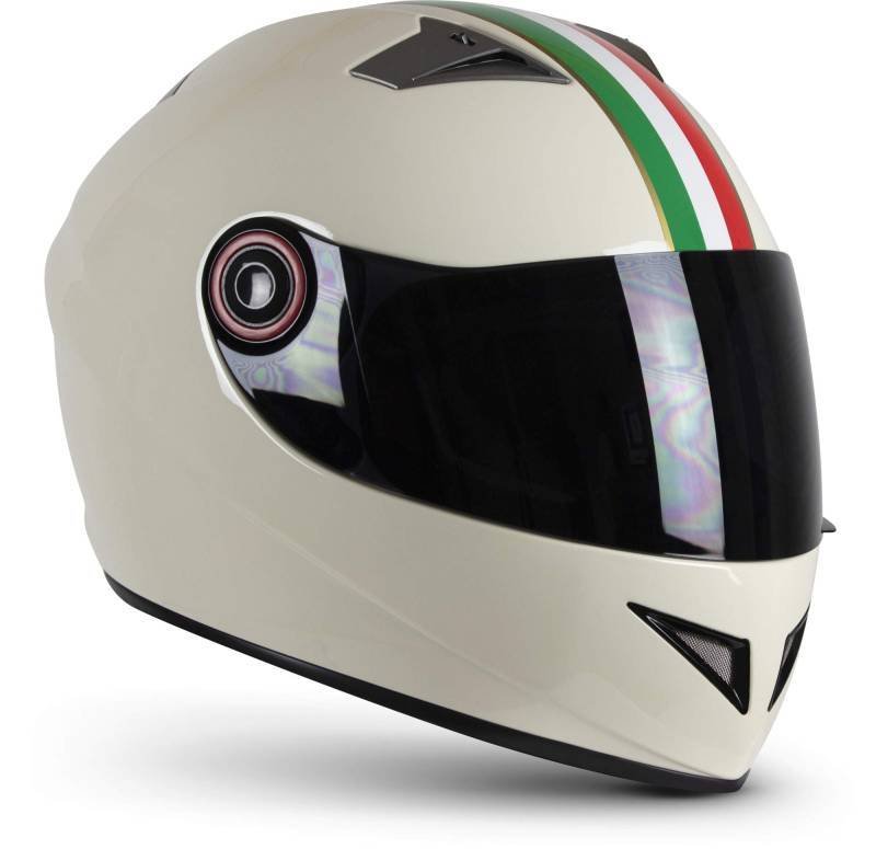 Soxon® ST-666 „Imola Creme“ · Integral-Helm · Full-Face Motorrad-Helm Roller-Helm Scooter-Helm Cruiser Sturz-Helm StreetFighter-Helm · ECE 22.05 Visier Schnellverschluss Tasche XL (61-62cm) von Soxon