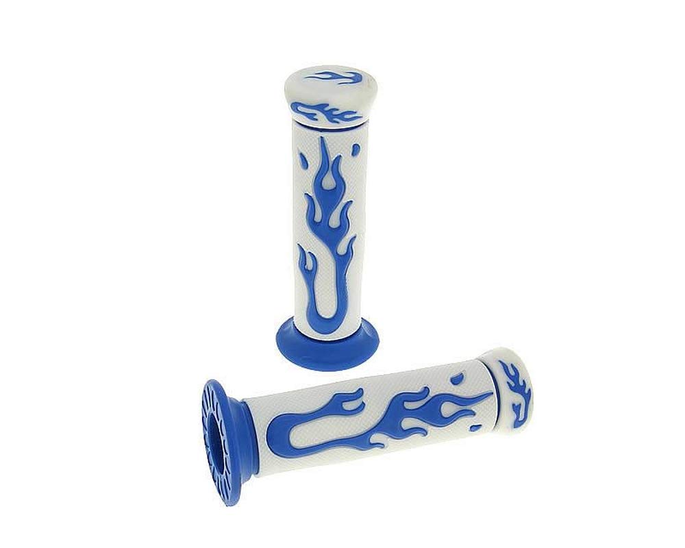 Universal Lenkergriffe Griffe Flame weiß blau Roller Scooter Motorrad für 22mm Lenker 128mm Länge Universal Lenkergriffe Griffe Flame weiß blau Roller Scooter Motorrad für 22mm Lenker 128mm Länge von SP