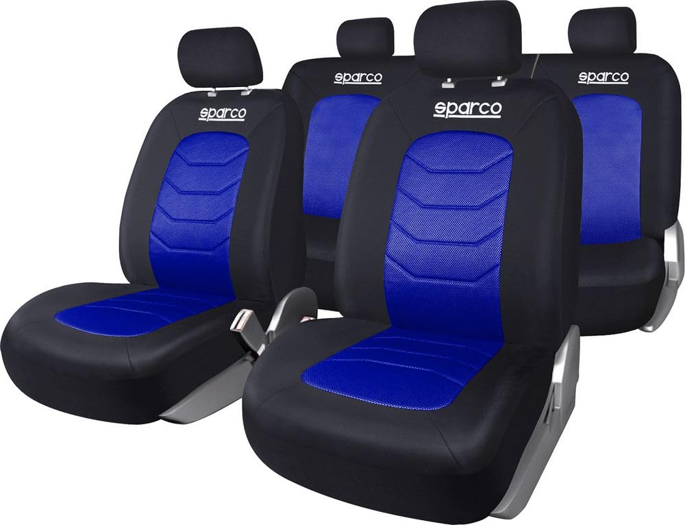 Sparco Sitzbezüge Sparco Schwarz / Blau (11-Teilig) (also kompatibel mit Side-Airbags) von Sparco