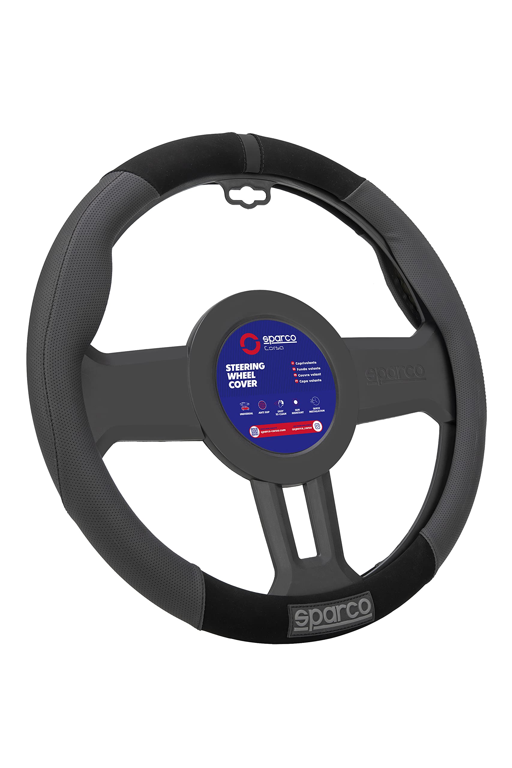 Sparco Lenkradabdeckung S130 Schwarz PVC + Wildleder + Gummi, SPCS130BK Sparco Lenkradabdeckung S130 Schwarz PVC + Wildleder + Gummi, SPCS130BK von Sparco