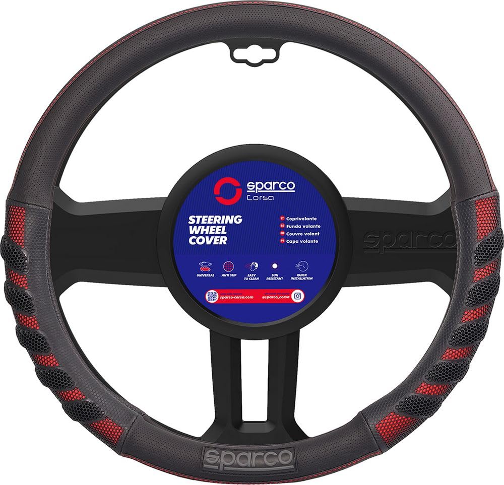 SPARCO S101 - Universal Car Steering Wheel Cover, Red Color. von Sparco