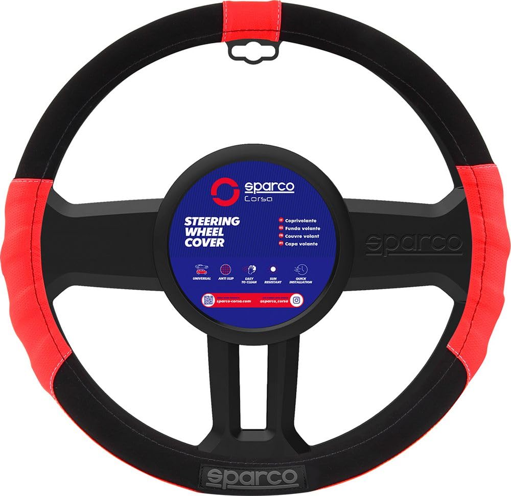 SPARCO SPC1108RS Universal Steering Wheel Cover L-Sport Color RED for car SPARCO SPC1108RS Universal Steering Wheel Cover L-Sport Color RED for car von Sparco