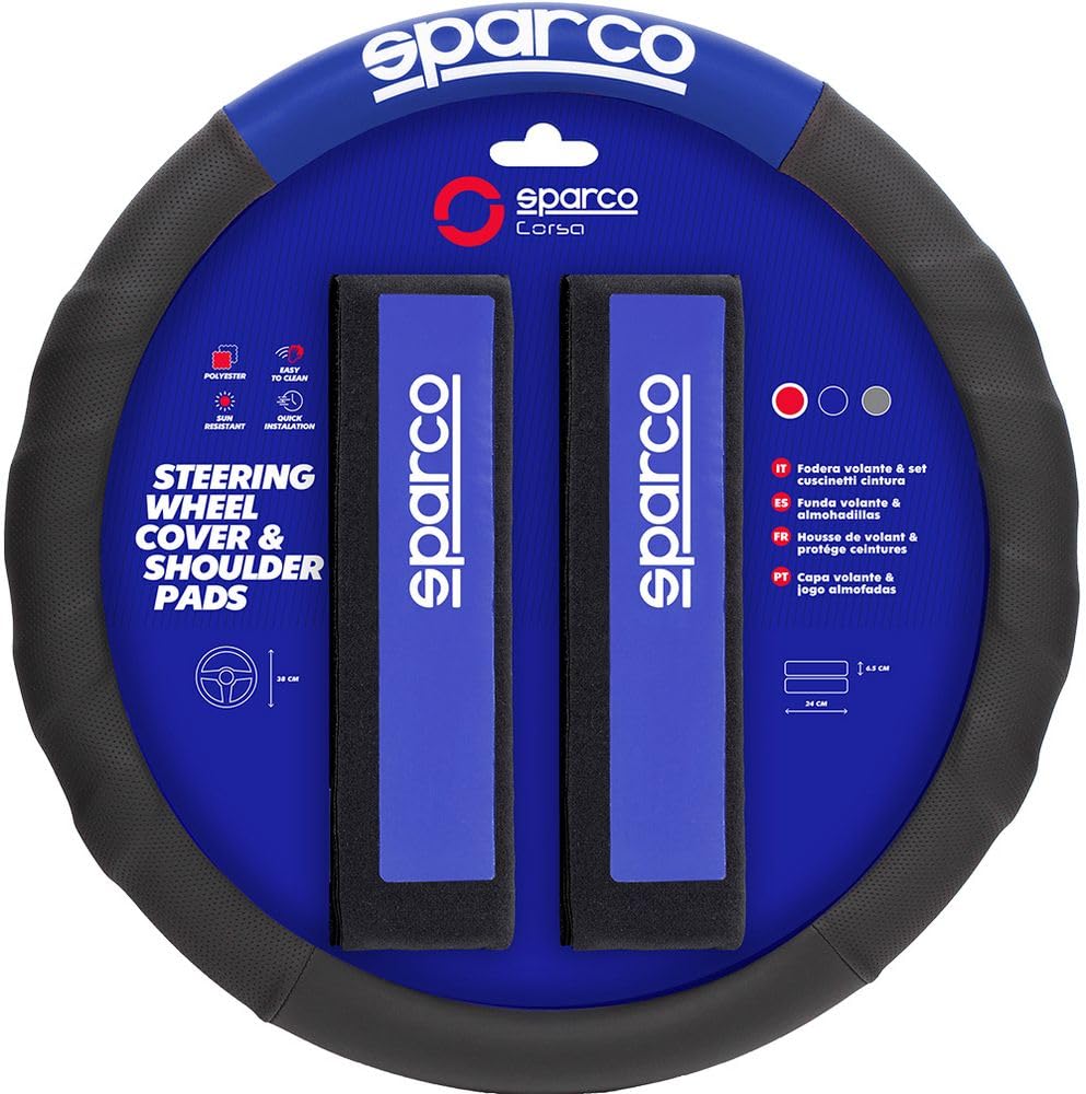 SPARCO SPC1111KAZ Set of 2 Pads + Covers Steering Wheel, BLAU/SCHWARZ von Sparco