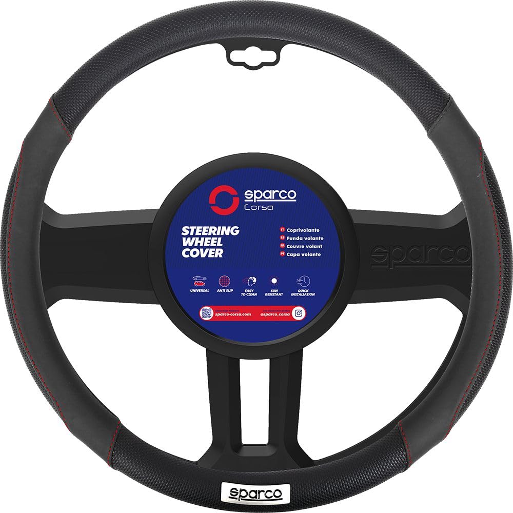 SPARCO SPC1113BK Steering Wheel Cover C1113 Black Universal CAR SPARCO SPC1113BK Steering Wheel Cover C1113 Black Universal CAR von Sparco