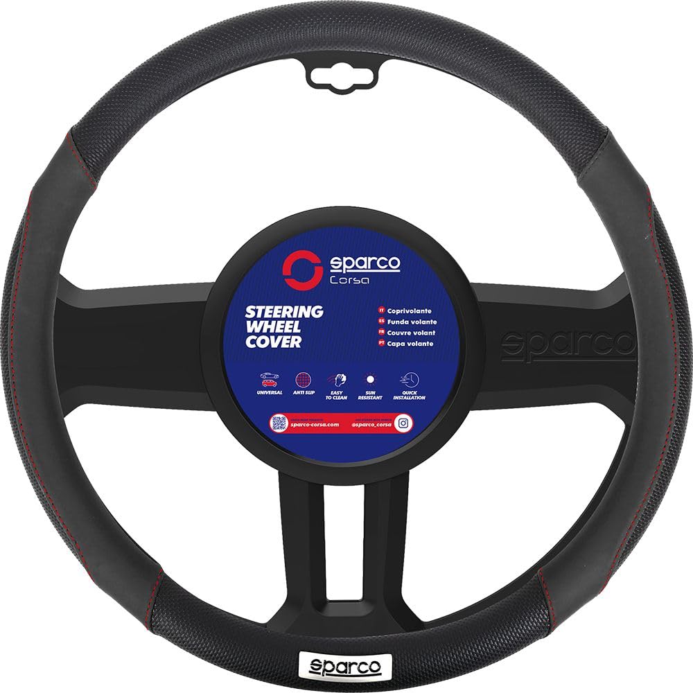 SPARCO SPC1113BK Steering Wheel Cover C1113 Black Universal CAR von Sparco