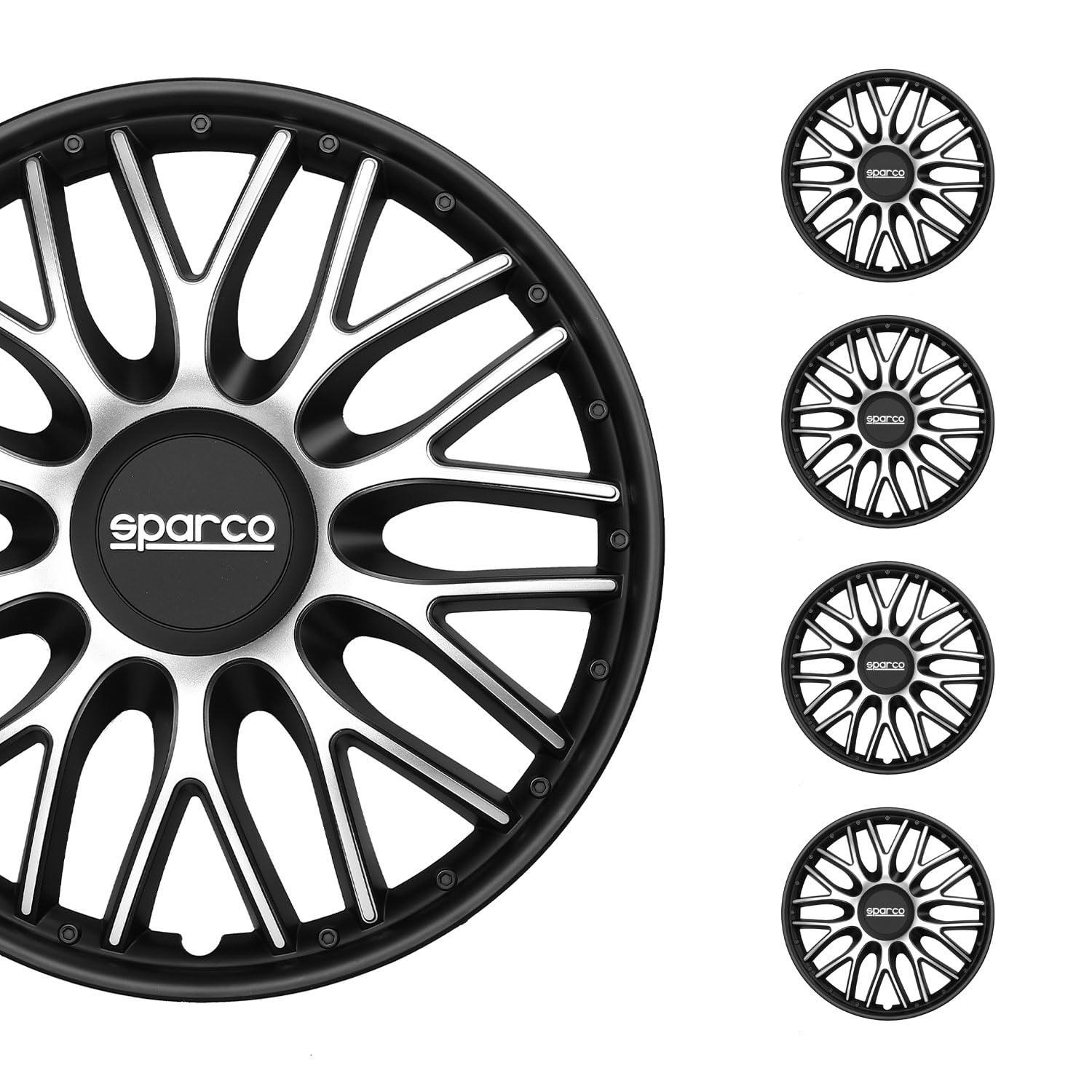 Sparco SPC1496SVBK Wheel caps Roma Bicolor Silver/Black 14", Set of 4, Pulgadas von Sparco