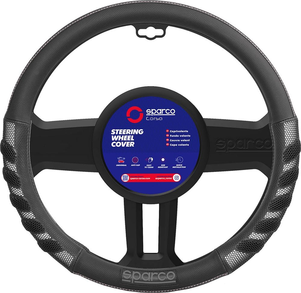 SPARCO SPCS101GR S101-Universal Car Steering Wheel Cover, Gray Color, Universal von Sparco