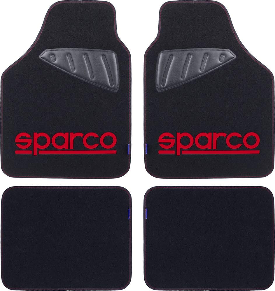 Sparco Universal Fußmatten Set Auto Teppich Schwarz/Rot Polyester Sparco Universal Fußmatten Set Auto Teppich Schwarz/Rot Polyester von Sparco