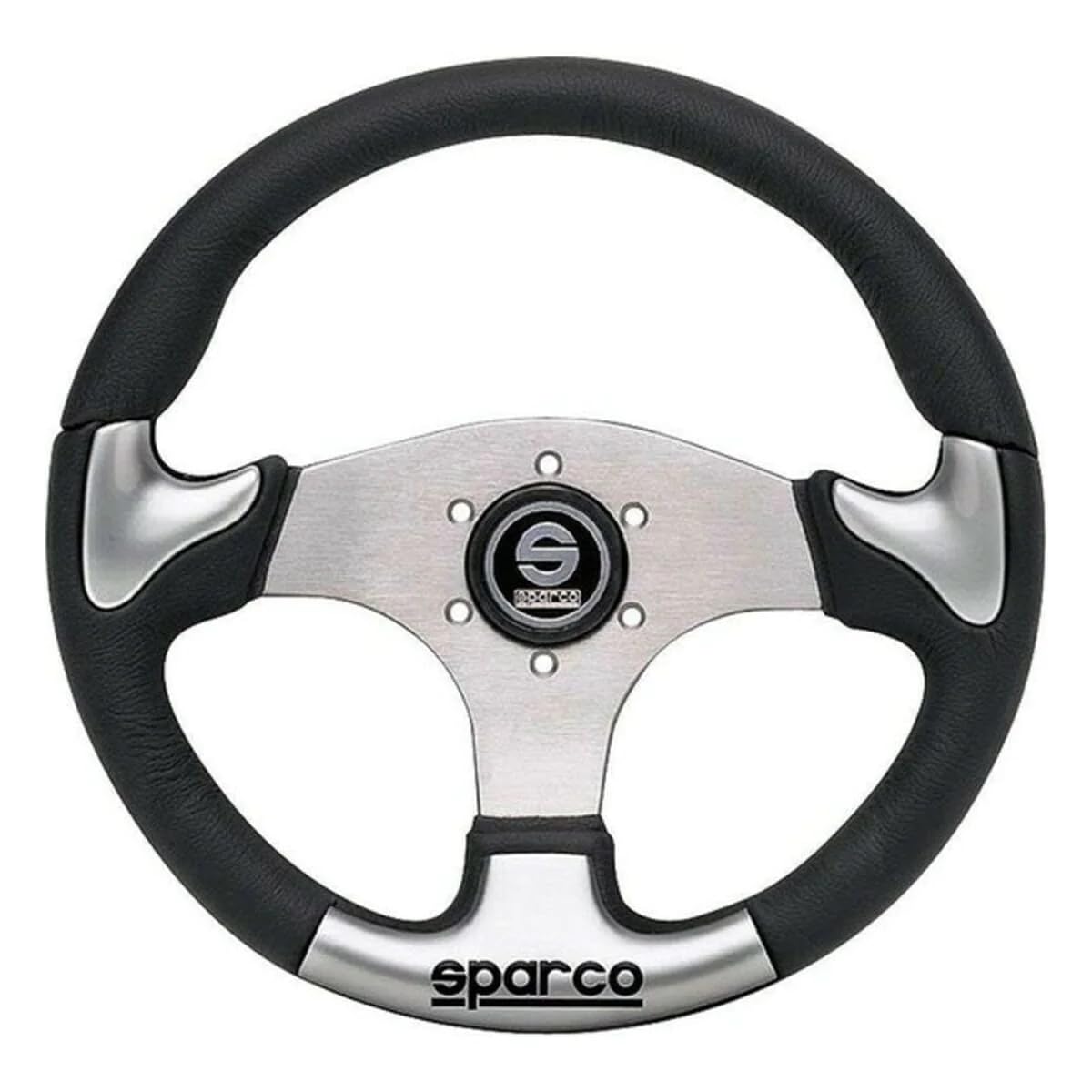 Sparco Universelles Sportlenkrad 'P222' - Schwartz/Grau Aluminium - Diameter 345mm von Sparco