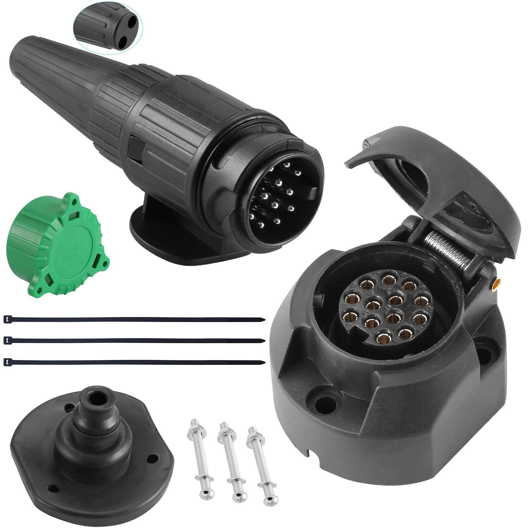 SPARKMOTO 12V Anhänger Stecker 13 Polig und Anhänger Steckdose 13 Polig,nach ISO11446,mit Montagezubehör,Wasserdicht 13Poliger Anhänger Stecker Steckdose für PWK Anhänger(2 Kabelauslässe) SPARKMOTO 12V Anhänger Stecker 13 Polig und Anhänger Steckdose 13 Polig,nach ISO11446,mit Montagezubehör,Wasserdicht 13Poliger Anhänger Stecker Steckdose für PWK Anhänger(2 Kabelauslässe) von SPARKMOTO