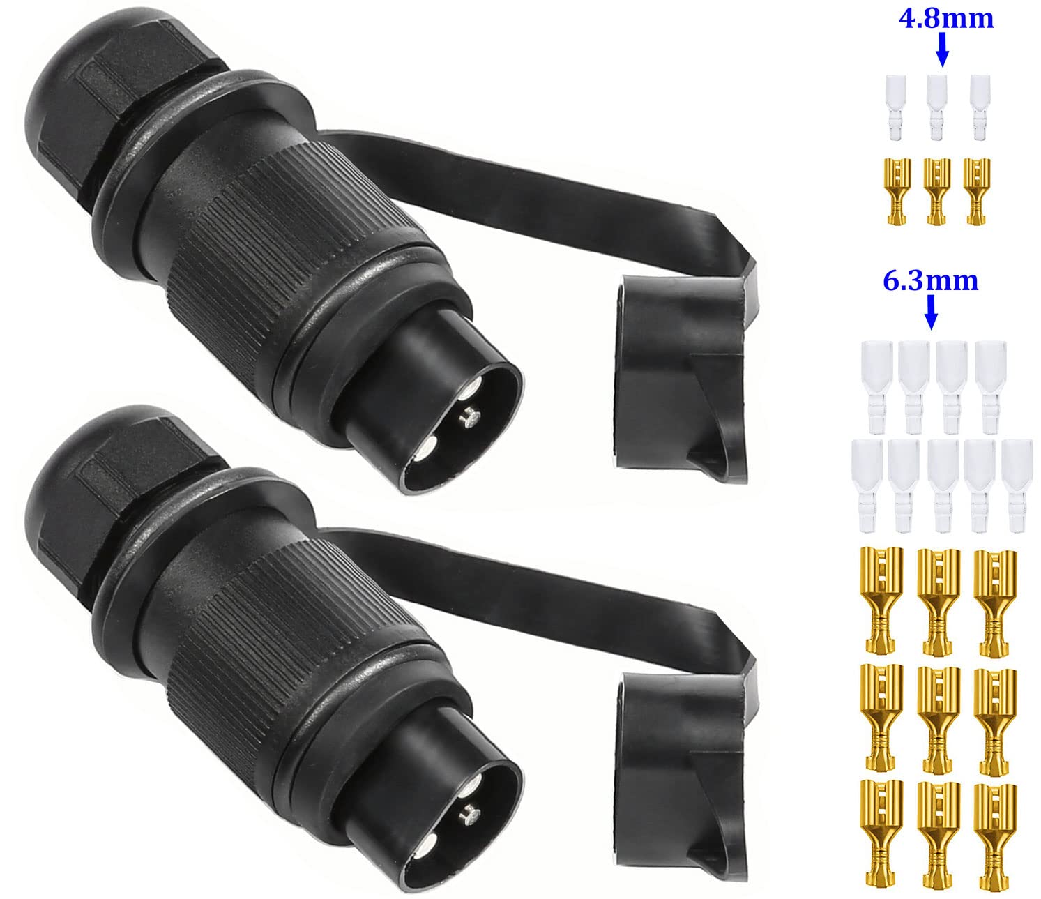 SPARKMOTO 2 Stück 3 Polig Traktor Stecker 12V 24V,Wasserdicht Stecker 3 Polig Für Traktor LKW KFZ Anhänger Stecker,Nach DIN 9680,Dreipoliger Stecker Mit Installation Flachsteckhülsen und Isolierhülse SPARKMOTO 2 Stück 3 Polig Traktor Stecker 12V 24V,Wasserdicht Stecker 3 Polig Für Traktor LKW KFZ Anhänger Stecker,Nach DIN 9680,Dreipoliger Stecker Mit Installation Flachsteckhülsen und Isolierhülse von SPARKMOTO