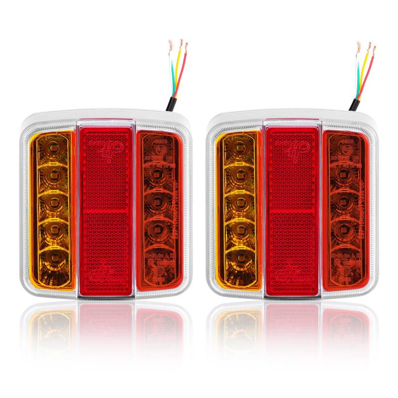 SPARKMOTO 2 Stück LED Rückleuchten Anhänger 12V, Pkw Anhänger Led Rückleuchten Satz Wasserdicht,Anhänger beleuchtung rücklichter mit E-Prüfzeichen Für Wohnwagen,Traktor,LKW,KFZ,Bootsanhänger von SPARKMOTO