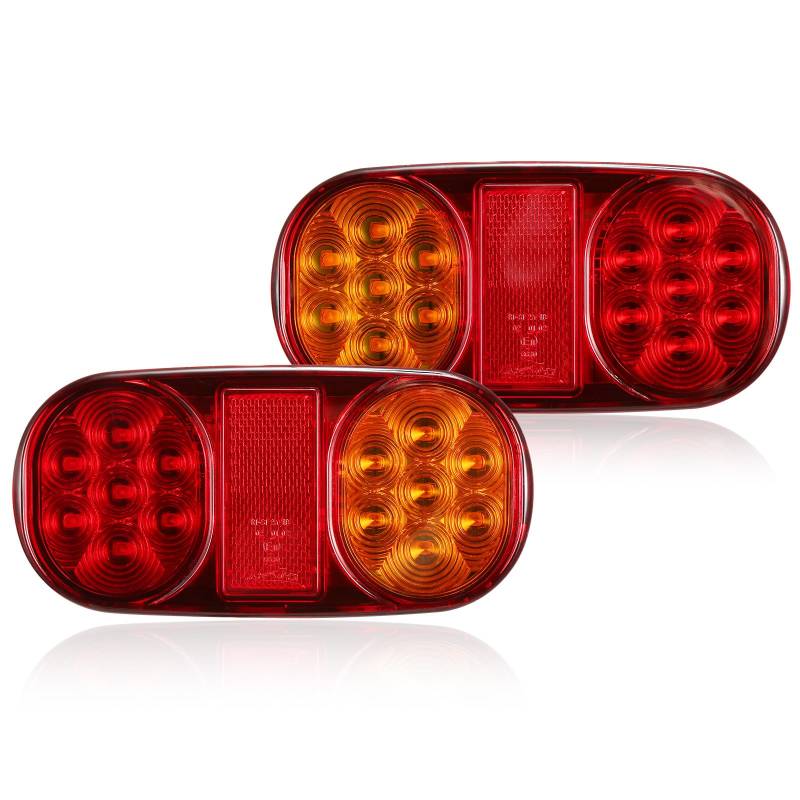 SPARKMOTO 2 x LED Rückleuchten Heckleuchten Anhänger 12V Wasserdicht 5 Funktionen Beleuchtung Rücklichter für PKW Anhänger KFZ Traktor Caravan Wohnwagen,ECE R10 EMC Zulassung von SPARKMOTO