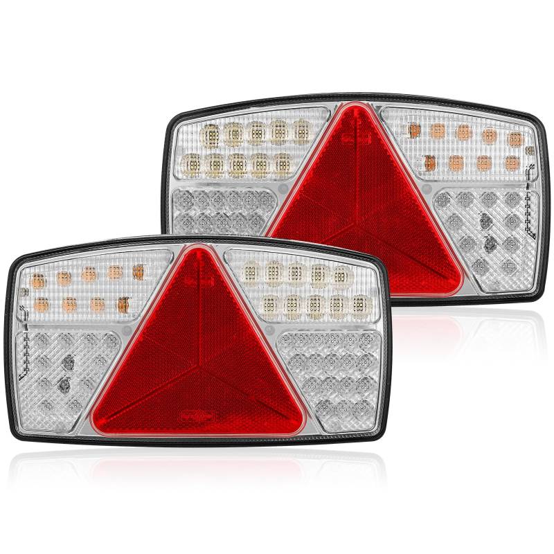 SPARKMOTO 2 x LED Anhänger Rückleuchten, 12V 24V, Mit Gelber Seitenmarkierungsleuchte, Wasserdicht, LED, Für Anhänger, LKW, Transporter, Wohnwagen von SPARKMOTO
