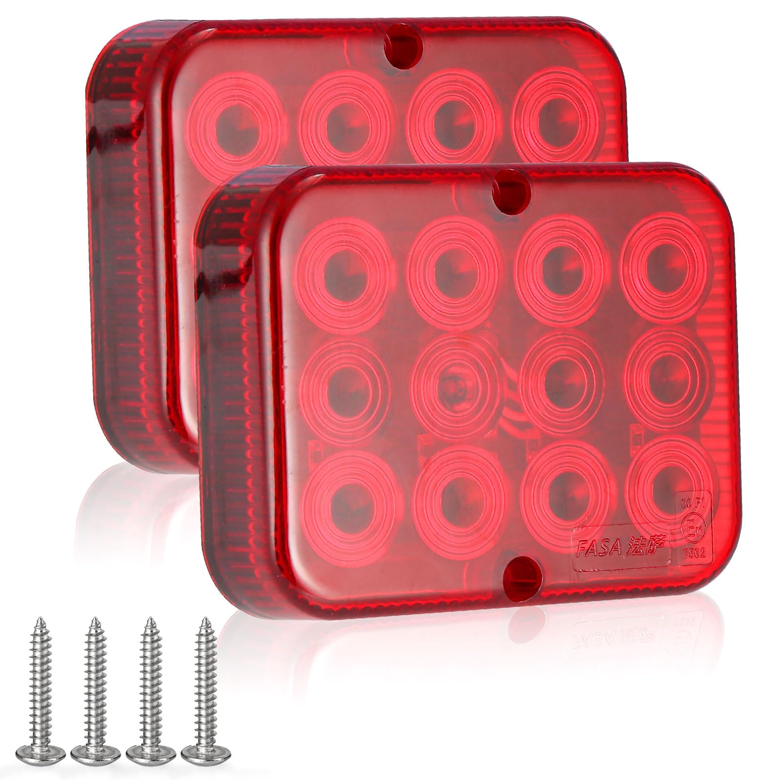SPARKMOTO 2 x Nebelschlussleuchte LED 12v mit zulassung,LED Nebelscheinwerfer Anhänger Rot Wasserdicht für LKW Traktor,Rot Nebelschlussleuchten LED anhänger, Inklusive Montageschrauben,12 LEDs,IP67 von SPARKMOTO