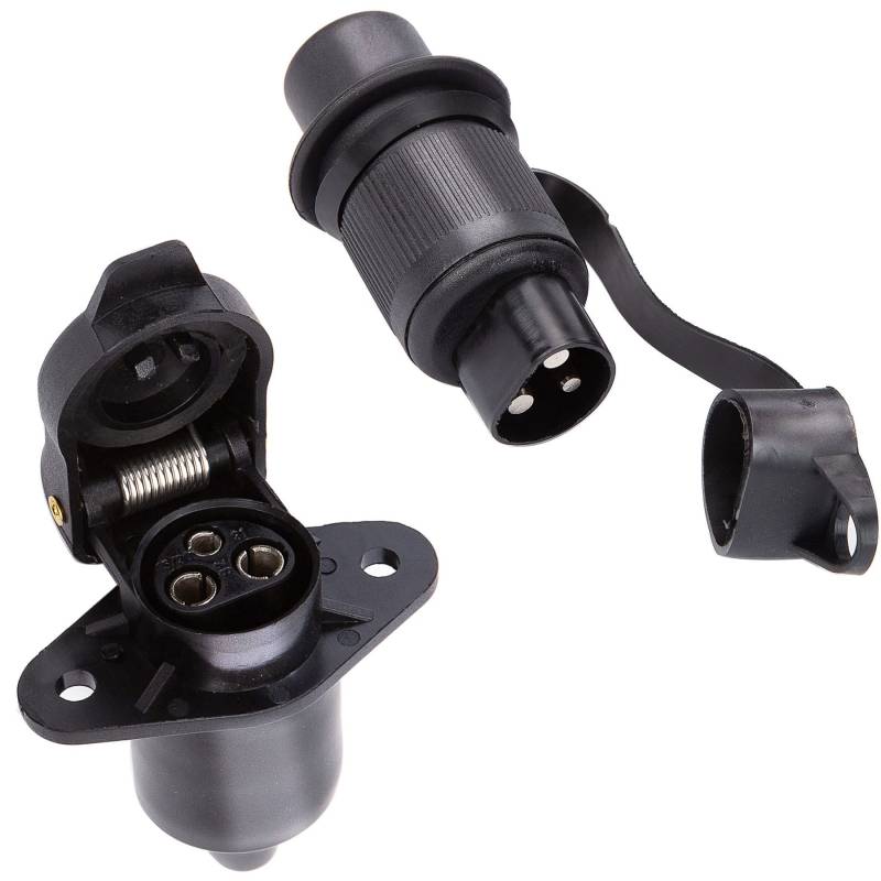 SPARKMOTO 3 Poliger Stecker Und 3 Polige Steckdose,12V Traktor Stecker 3 Polig Traktor Steckdose 3 Polig,DIN 9680,Wasserdicht Stecker Steckdose 3 Polig Für PKW Traktor Landmaschinen(2 Mount Punkte C) von SPARKMOTO