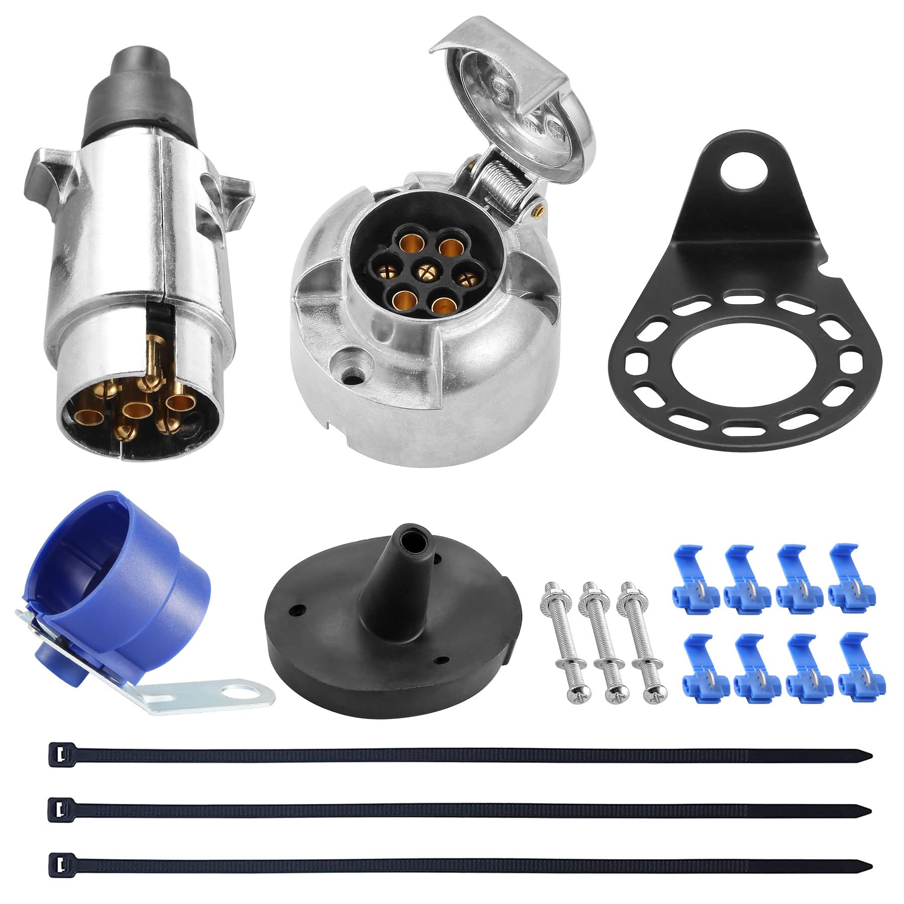 SPARKMOTO 7 Polig Anhänger Stecker Steckdose Metall,12V Wasserdicht 7Poliger Aluminiumgehäuse Anhänger Stecker Steckdose mit Kompletten Montagezubehör,7Pin Hänger Stecker Steckdose für Anhänger PKW RV SPARKMOTO 7 Polig Anhänger Stecker Steckdose Metall,12V Wasserdicht 7Poliger Aluminiumgehäuse Anhänger Stecker Steckdose mit Kompletten Montagezubehör,7Pin Hänger Stecker Steckdose für Anhänger PKW RV von SPARKMOTO