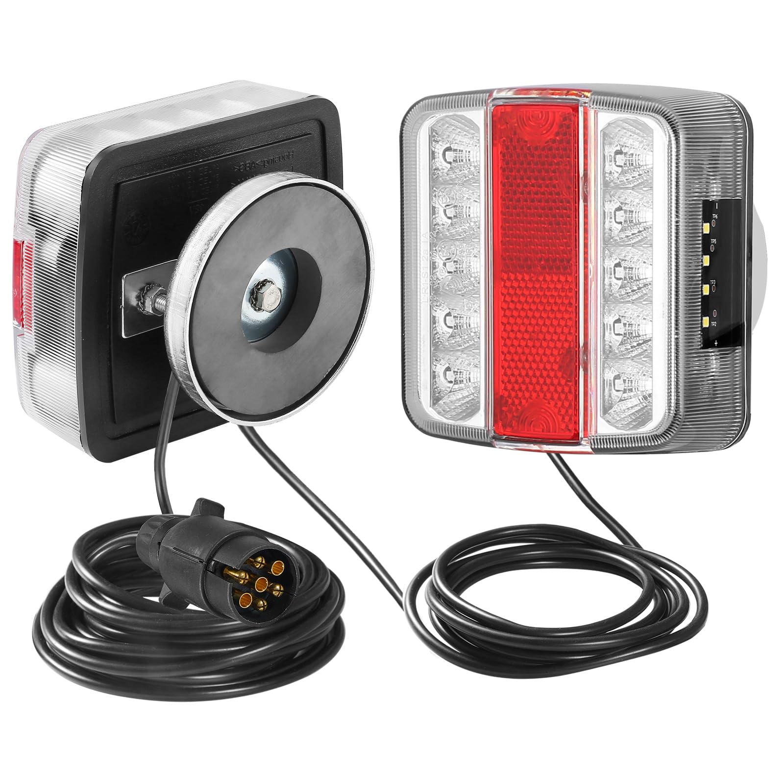 SPARKMOTO Anhänger Beleuchtung Mit Magnet, LED Rückleuchten Set 7 Polig 12V Verkabelt Mit Stecker Und 7,5m Kabel Für Anhänger SPARKMOTO Anhänger Beleuchtung Mit Magnet, LED Rückleuchten Set 7 Polig 12V Verkabelt Mit Stecker Und 7,5m Kabel Für Anhänger von SPARKMOTO