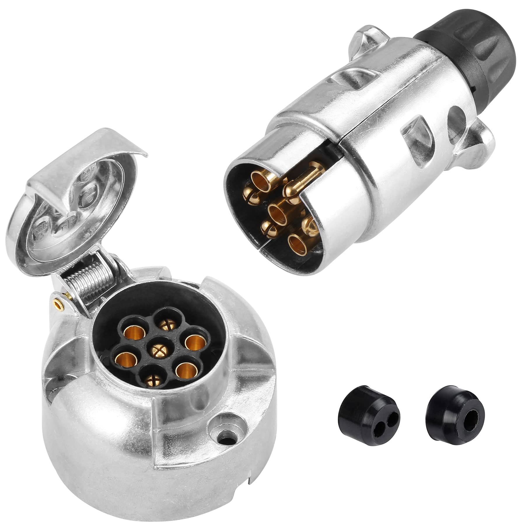 SPARKMOTO Anhänger Metall Stecker 7 Polig Steckdose 7 Polig Set,12V Wasserdicht Aluminiumgehäuse 7 Polige Anhänger Stecker Steckdose Für Anhänger Wohnmobil Wohnwagen AHK Adapter Stecker Steckdose SPARKMOTO Anhänger Metall Stecker 7 Polig Steckdose 7 Polig Set,12V Wasserdicht Aluminiumgehäuse 7 Polige Anhänger Stecker Steckdose Für Anhänger Wohnmobil Wohnwagen AHK Adapter Stecker Steckdose von SPARKMOTO