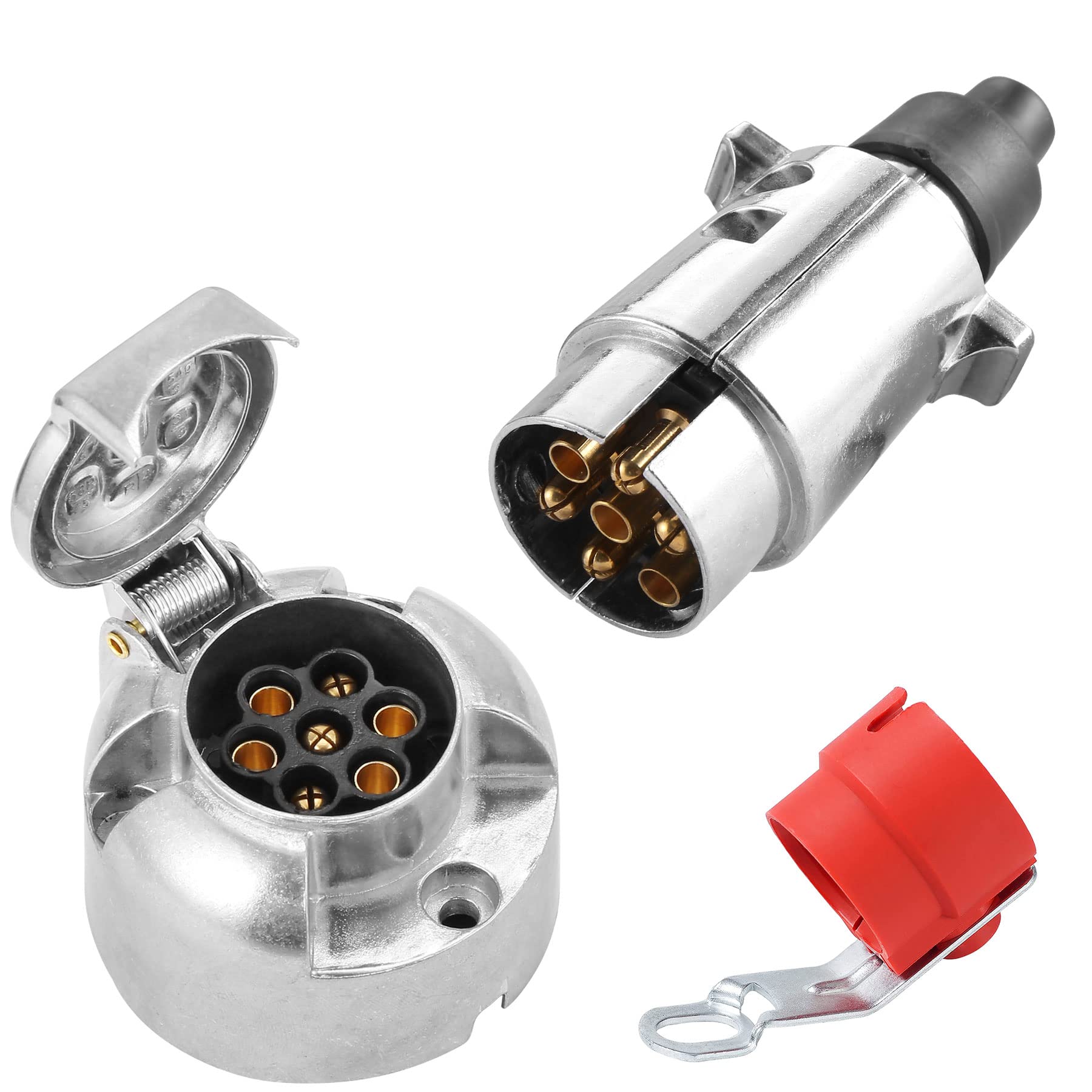 SPARKMOTO Anhänger Metall Stecker Steckdose 7 Polig,nach ISO1724,12V Wasserdicht 7 Poliger Aluminiumgehäuse Anhänger Stecker Steckdose mit Steckerhalter Rot,7 Pin Hänger Stecker Steckdose für Anhänger SPARKMOTO Anhänger Metall Stecker Steckdose 7 Polig,nach ISO1724,12V Wasserdicht 7 Poliger Aluminiumgehäuse Anhänger Stecker Steckdose mit Steckerhalter Rot,7 Pin Hänger Stecker Steckdose für Anhänger von SPARKMOTO