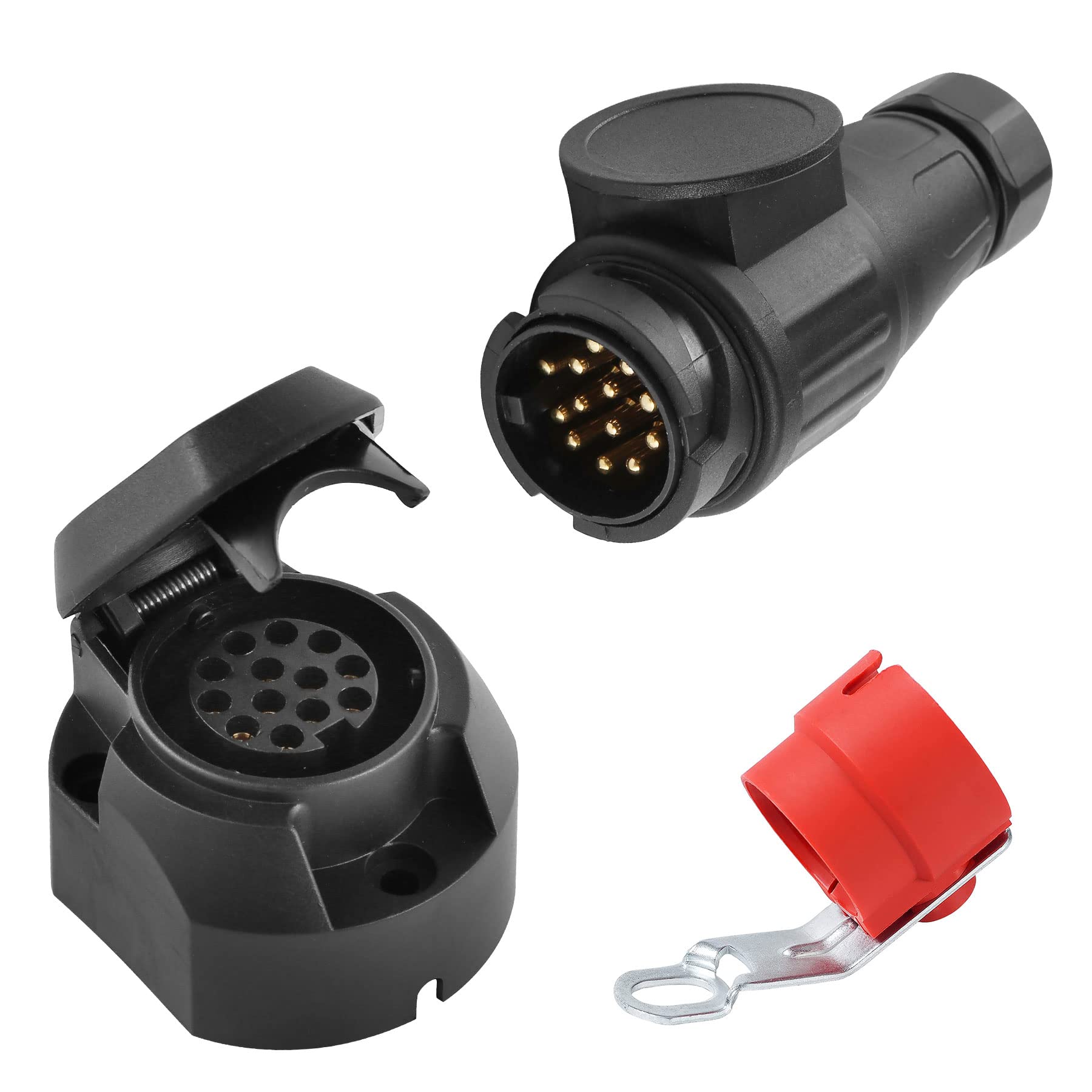 SPARKMOTO Anhänger Stecker 13 Polig und Anhänger Steckdose 13 Polig,mit Halter Anhängerstecker,12V Wasserdicht 13 Polige Wohnwagen Anhänger Stecker Steckdose AHK Steckdose Stecker nach ISO11446(lang) SPARKMOTO Anhänger Stecker 13 Polig und Anhänger Steckdose 13 Polig,mit Halter Anhängerstecker,12V Wasserdicht 13 Polige Wohnwagen Anhänger Stecker Steckdose AHK Steckdose Stecker nach ISO11446(lang) von SPARKMOTO