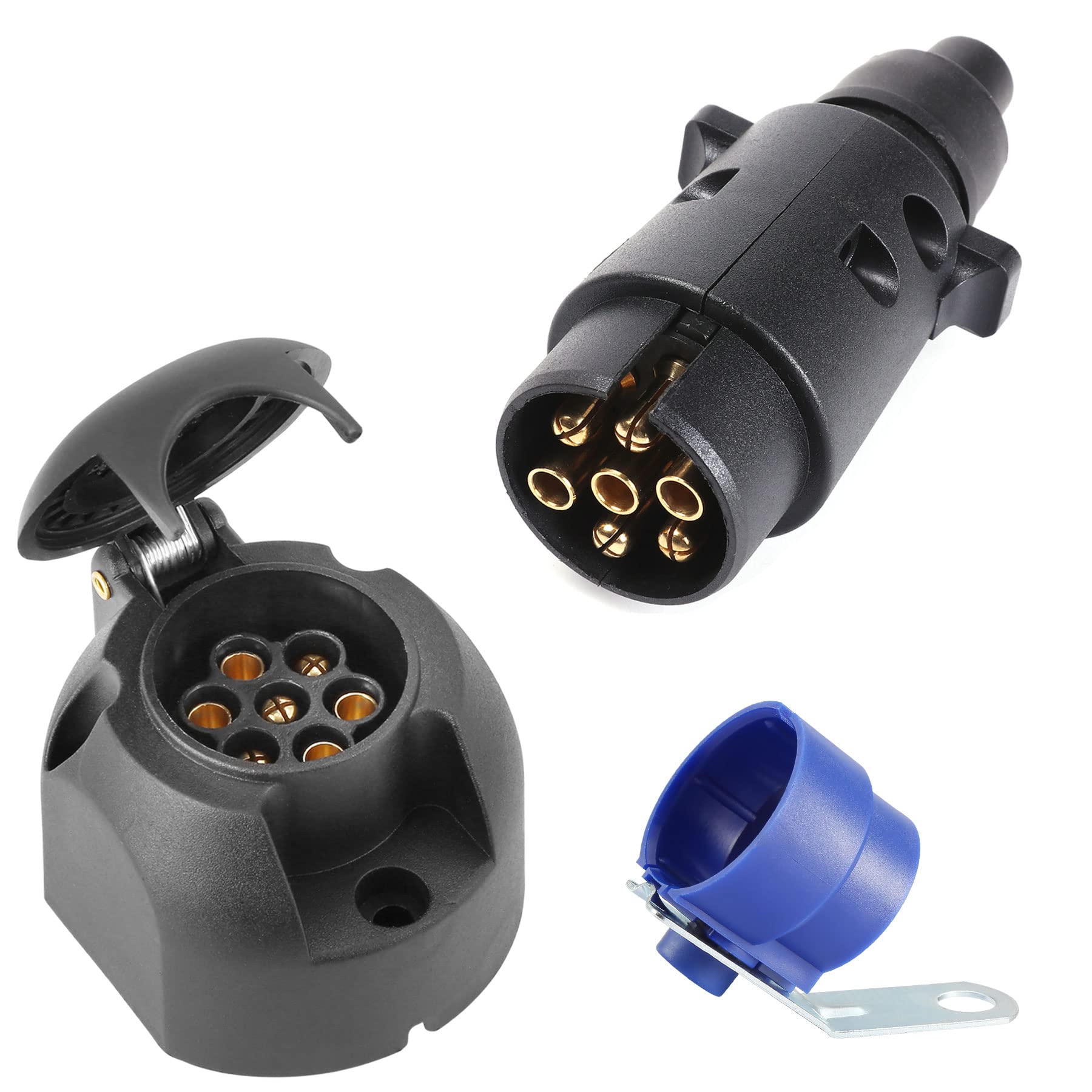 SPARKMOTO Anhänger Stecker 7 Polig Anhänger Steckdose 7 Polig Set mit Blau Steckerhalter,12V Wasserdicht 7Polige Anhänger Stecker Steckdose für PKW Anhänger AHK Adapter Stecker Steckdose(Gummistiefel) SPARKMOTO Anhänger Stecker 7 Polig Anhänger Steckdose 7 Polig Set mit Blau Steckerhalter,12V Wasserdicht 7Polige Anhänger Stecker Steckdose für PKW Anhänger AHK Adapter Stecker Steckdose(Gummistiefel) von SPARKMOTO