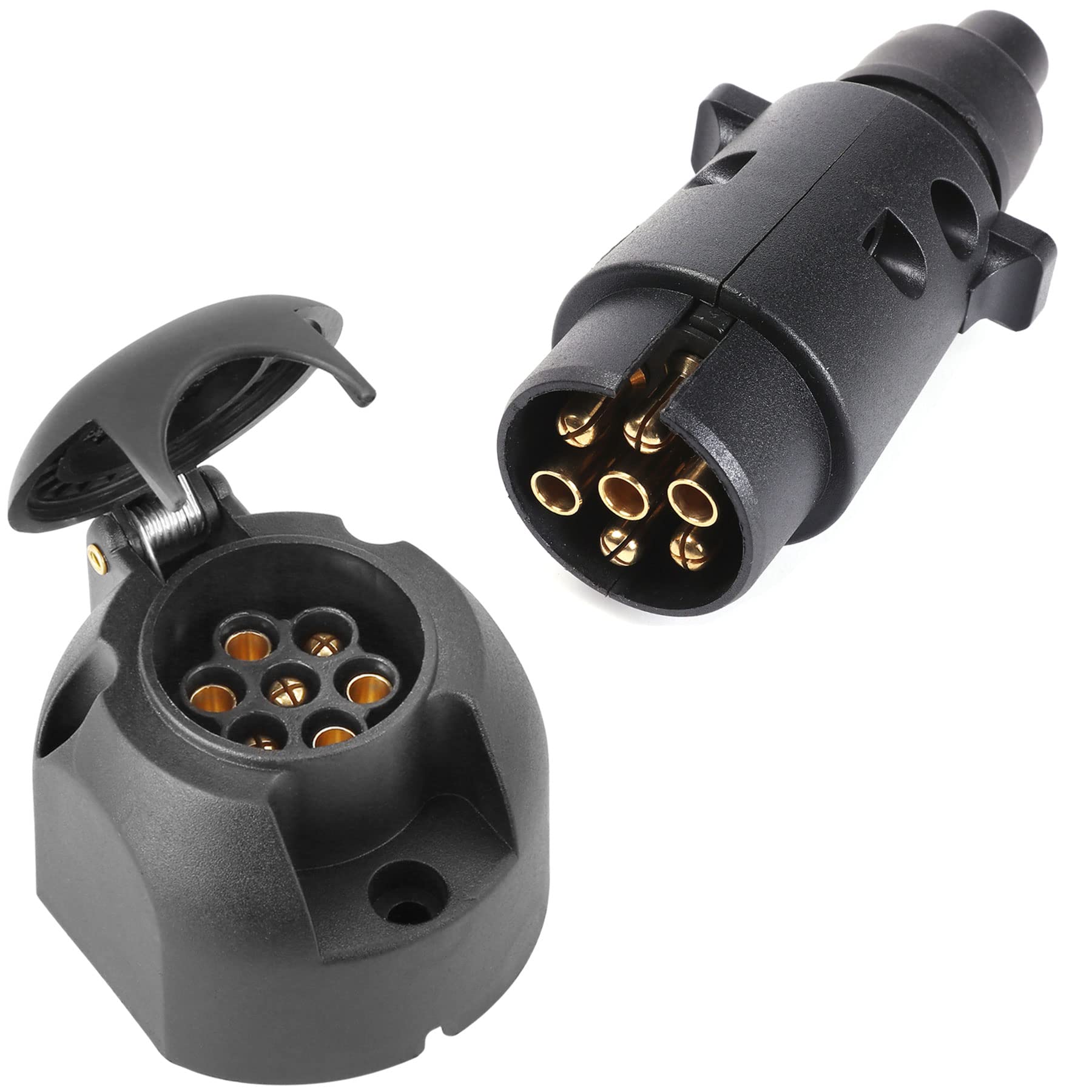 SPARKMOTO Anhänger Stecker 7 Polig Anhänger Steckdose 7 Polig Set mit Zugentlastung,12V Wasserdicht 7-pol Anhänger Stecker Steckdose für Anhänger KRZ RV,AHK Adapter Stecker Steckdose(Gummistiefel) SPARKMOTO Anhänger Stecker 7 Polig Anhänger Steckdose 7 Polig Set mit Zugentlastung,12V Wasserdicht 7-pol Anhänger Stecker Steckdose für Anhänger KRZ RV,AHK Adapter Stecker Steckdose(Gummistiefel) von SPARKMOTO