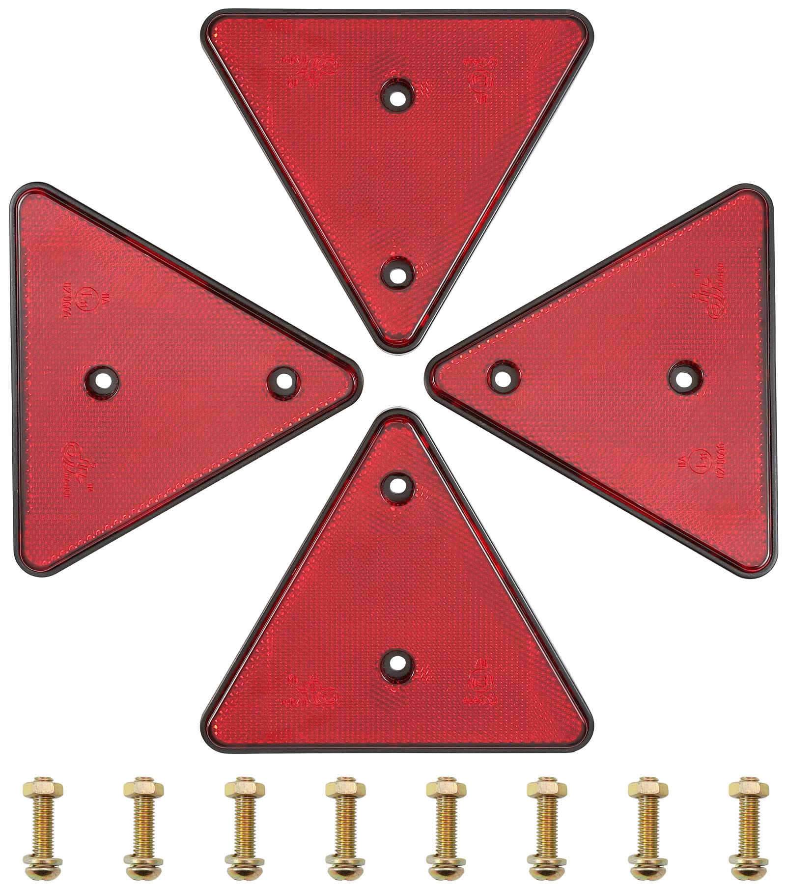 SPARKMOTO Dreieck Rückstrahler,anhänger dreieck rückstrahler reflektor,anhänger dreieck reflektor,rückstrahler dreieck rot für anhänger,Nach ECE R3 Class IIIA Norm Dreieck rückstrahler rot(4 Stück) von SPARKMOTO