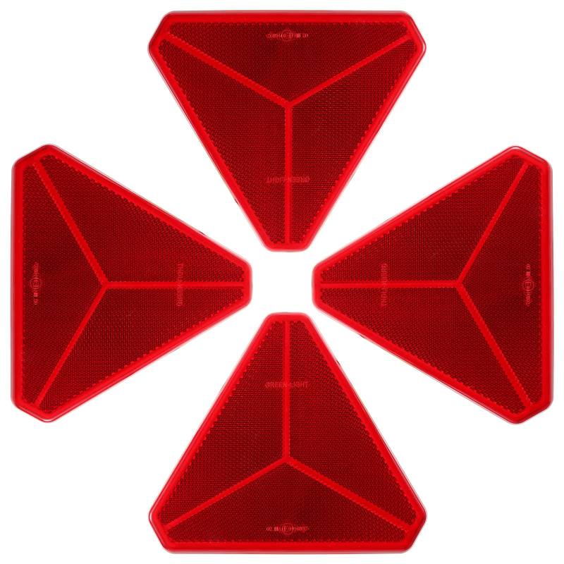 SPARKMOTO Dreieck Rückstrahler selbstklebend,anhänger dreieck rückstrahler Reflektor,Reflektoren anhänger,Reflektor rot selbstklebend,Nach ECE R3 Class IIIA Norm Dreieck rückstrahler rot(4 Stück) von SPARKMOTO