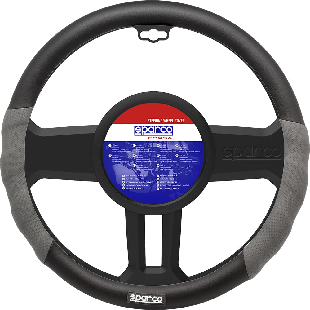 SPARCO SPC1101L Steering Wheel Covers Grey-Black, 38 x 38 x 4 cm von Sparco