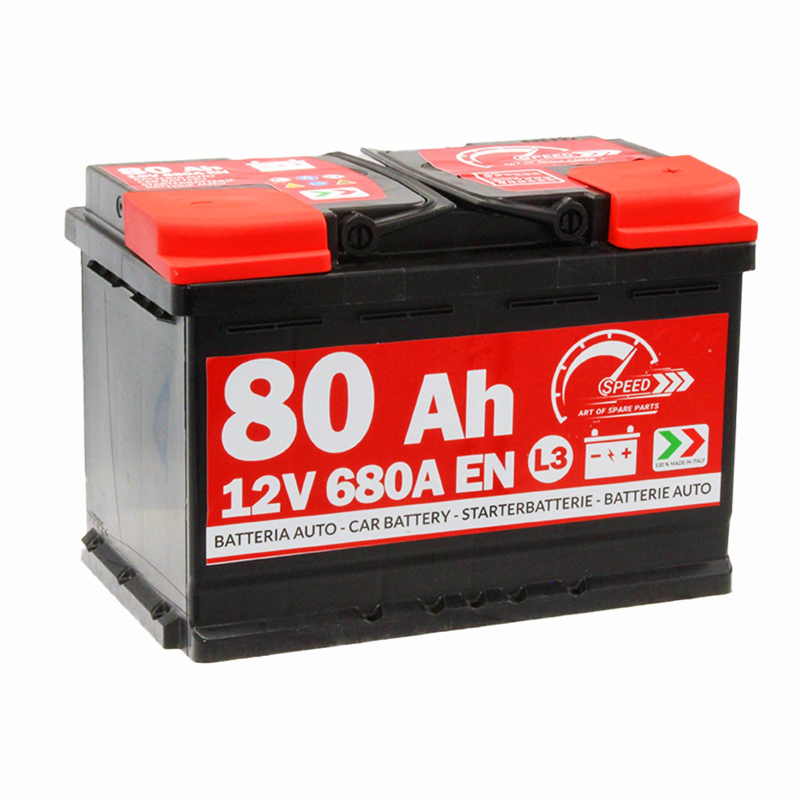 AUTOBATTERIE Original Speed L3 80 Ah 12 V 680 A Pluspol RECHTS (278 x 190 x 175) von SPEED