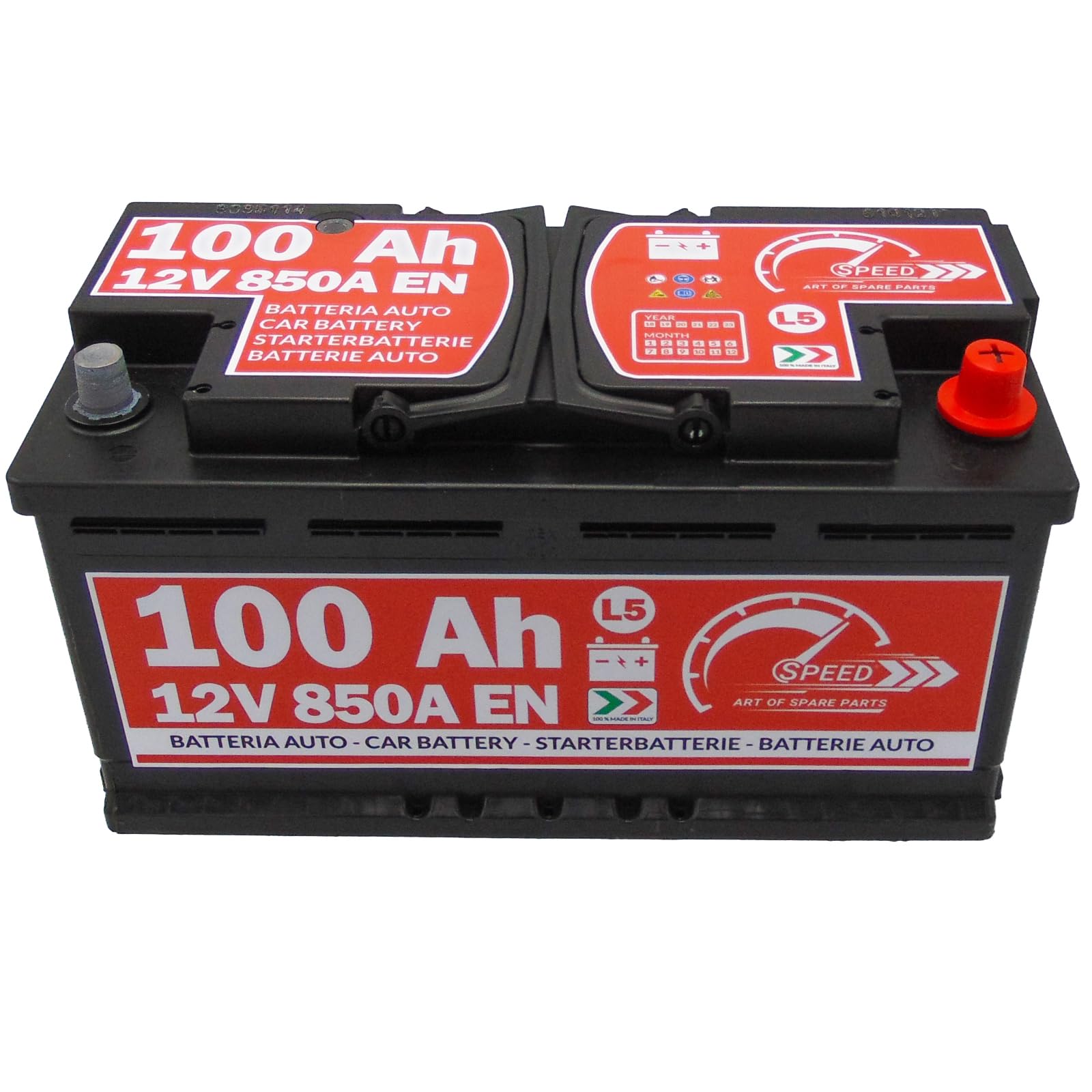 Autobatterie SMC Speed L5, 100 Ah, 12 V, 850 A, Pluspol rechts von SPEED