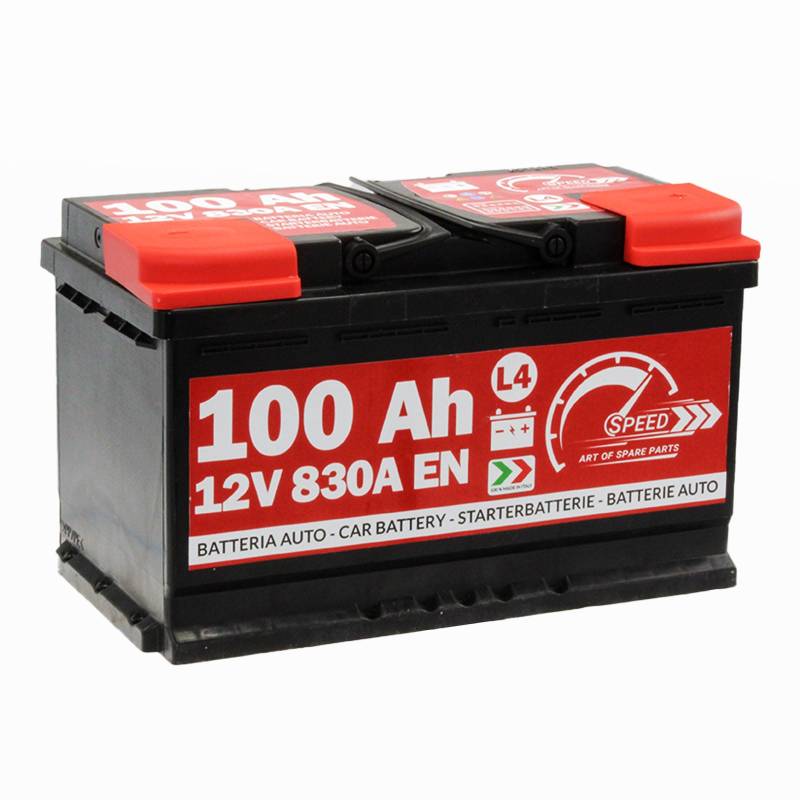 Autobatterie original SMC, Marke Speed L4 100Ah 12 V 830 A, mit Pluspol rechts von SUPTMAX