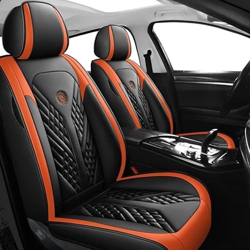 SPEESY Auto Leder Sitzbezüge für BMW X1 X3 X4 X5 X6 1/3/4/5/6/7 F25 F10 E83 E84，5-Sitze Allwetter wasserdichtes-Orange von SPEESY