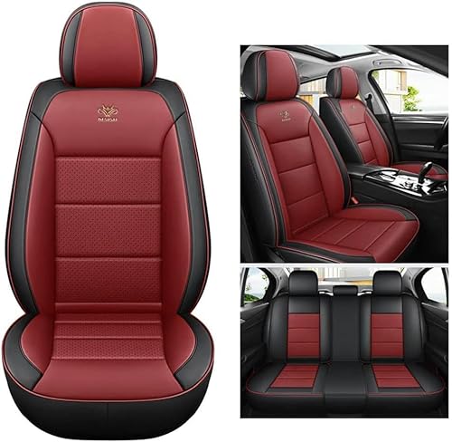 SPEESY Auto Leder Sitzbezüge für Seat Arona Arona Fr Altea Altea Fr Ateca Ateca Fr Marbella Ibiza Mk2，5-Sitze Allwetter wasserdichtes Schwarz Rot von SPEESY