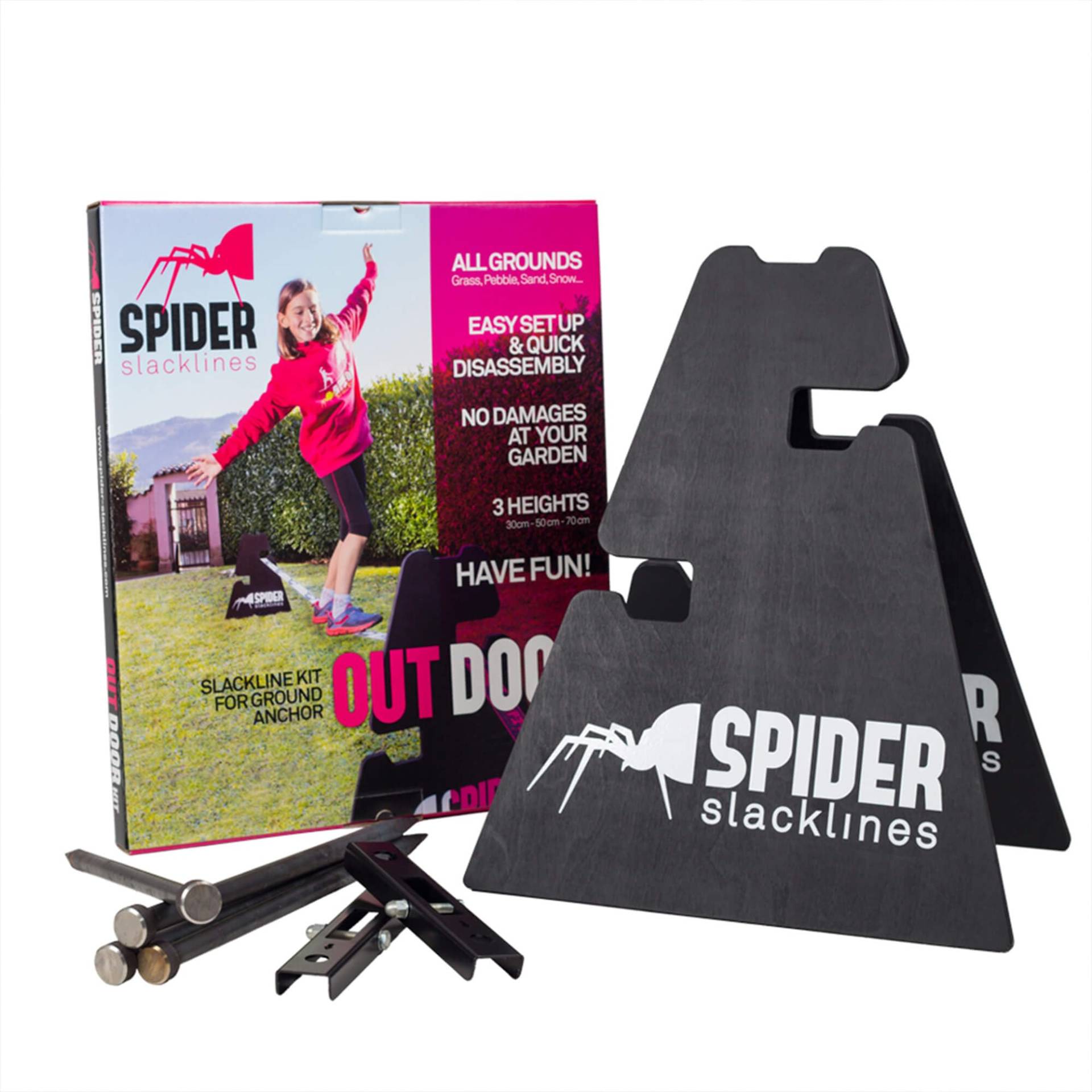 SPIDER SLACKLINE SOS01 - Slacklines Outdoor Einsteigerset - Zwei Befestigungsblöcke Höhenverstellbar 30 or 50 or 70 cm, Kann Nicht an Bäumen Befestigt Werden - Made in Italien - Maximale Haftung SPIDER SLACKLINE SOS01 - Slacklines Outdoor Einsteigerset - Zwei Befestigungsblöcke Höhenverstellbar 30 or 50 or 70 cm, Kann Nicht an Bäumen Befestigt Werden - Made in Italien - Maximale Haftung von SPIDER SLACKLINE
