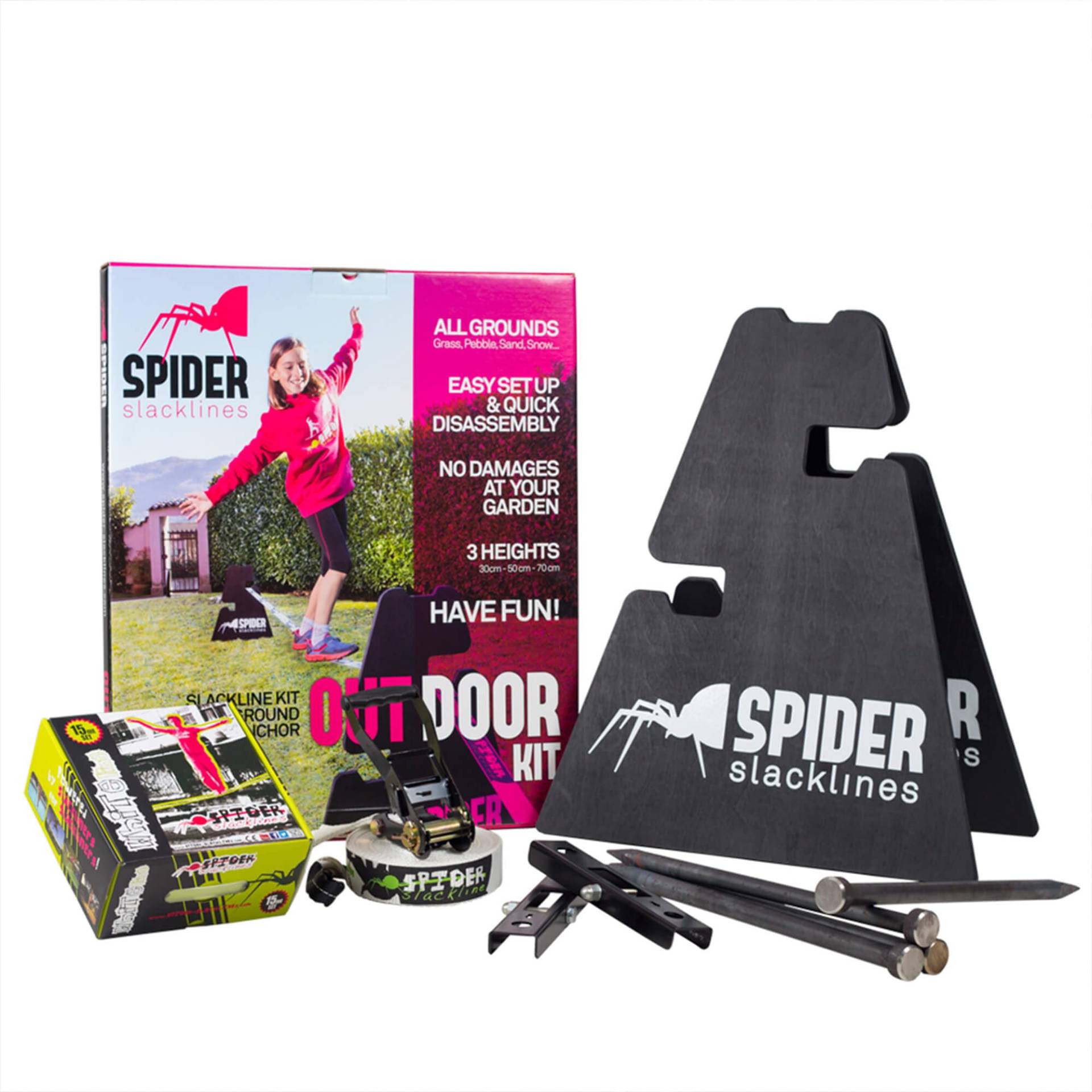 SPIDER SLACKLINE SOS02 - Slacklines Outdoor mit Slackline 15 m - Zwei Befestigungsblöcke Höhenverstellbar 30 or 50 or 70 cm, Kann Nicht an Bäumen Befestigt Werden - Made in Italien - Maximale Haftung SPIDER SLACKLINE SOS02 - Slacklines Outdoor mit Slackline 15 m - Zwei Befestigungsblöcke Höhenverstellbar 30 or 50 or 70 cm, Kann Nicht an Bäumen Befestigt Werden - Made in Italien - Maximale Haftung von SPIDER SLACKLINE