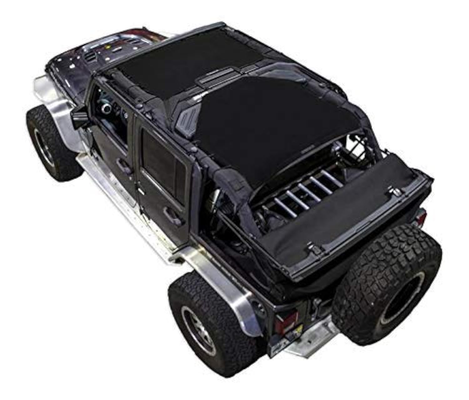 SPIDERWEBSHADE Kompatibel mit Jeep Wrangler 2 Stück – Front- und Heck-Sonnenschutz aus Netzstoff, UV-Schutz, Zubehör, USA hergestellt für Ihren JKU 4-Türer (2007–2018) in Schwarz. von SPIDERWEBSHADE