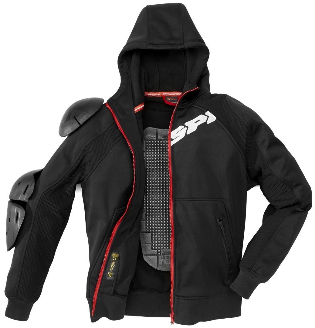 Spidi Textil Motorradjacke Hoodie Armor, Schwarz, Größe L von SPIDI