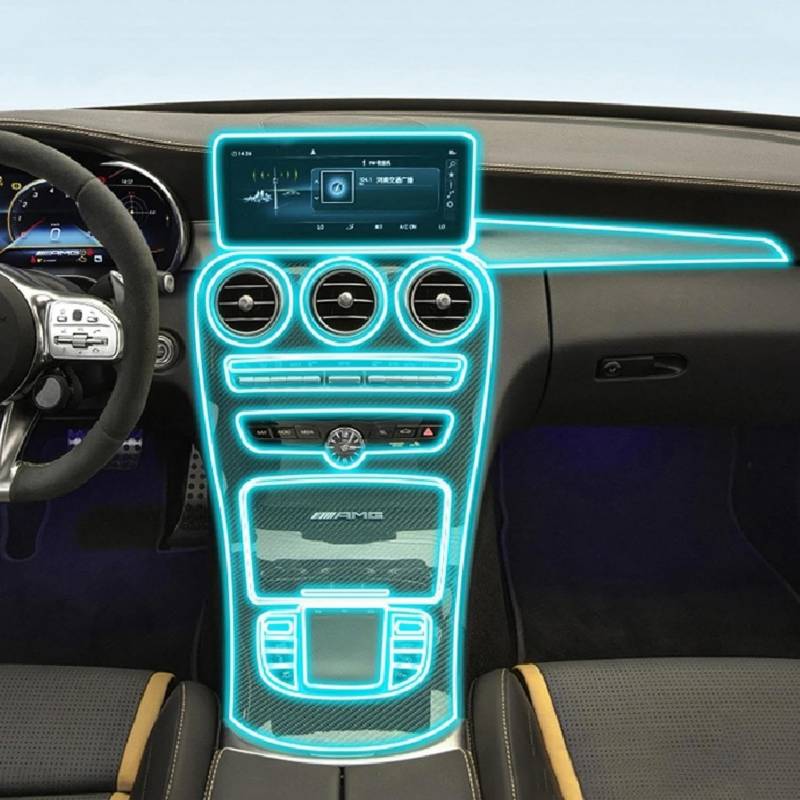 SPISLXTP Auto-Innen-Mittelkonsole, transparente TPU-Schutzfolie, für Mercedes Benz Class-C AMG 2019–2023 von SPISLXTP