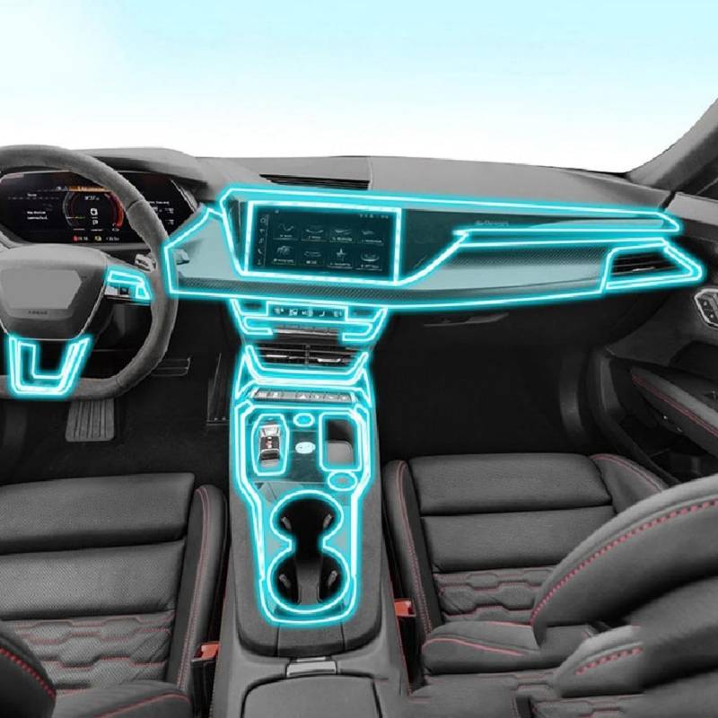 SPISLXTP Auto Innenfolie Armaturenbrett Mittelkonsole Kratzfest Transparent TPU Schutzfolie für Audi RS e-tron GT 2021-2023 von SPISLXTP