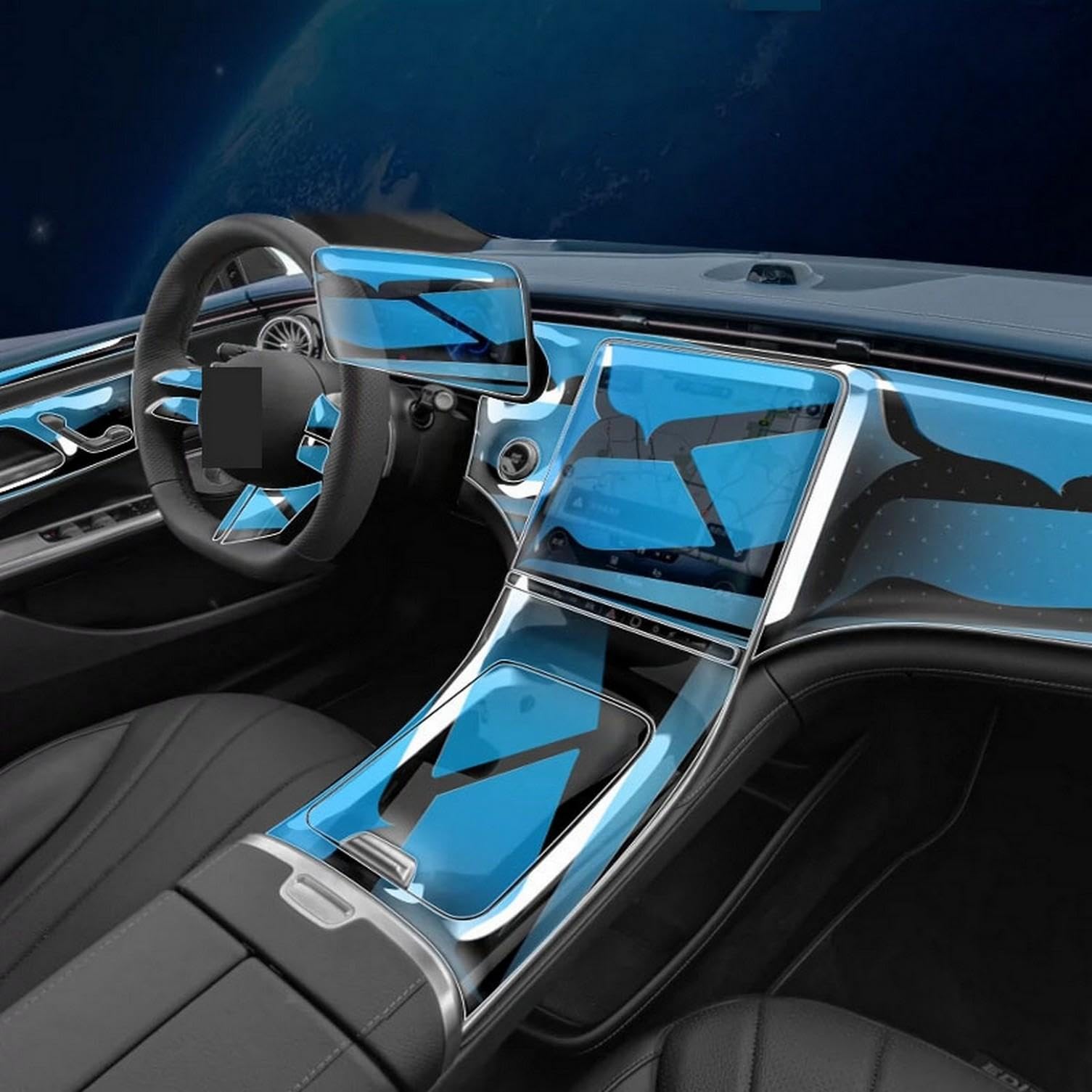 SPISLXTP Autofolie Innenzubehör TPU Transparent Folie, für 2022 Mercedes Benz EQE Lenkrad Panel Navigation Zentrale Steuerung SPISLXTP Autofolie Innenzubehör TPU Transparent Folie, für 2022 Mercedes Benz EQE Lenkrad Panel Navigation Zentrale Steuerung von SPISLXTP
